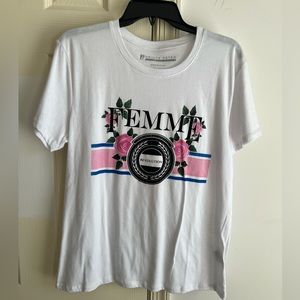 Boston proper Prince Peter Sport White Pink Femme Shirt Short Sleeve L tee